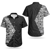 Black New Zealand Puhoro Maori Tattoo Couples Matching Off Shoulder Maxi Dress and Hawaiian Shirt LT14 - Polynesian Pride