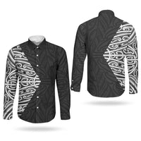 Black New Zealand Puhoro Maori Tattoo Couples Matching Tank Maxi Dress and Long Sleeve Button Shirt LT14 - Polynesian Pride