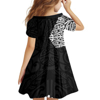 Black New Zealand Puhoro Maori Tattoo Family Matching Off Shoulder Maxi Dress and Hawaiian Shirt