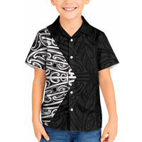 Black New Zealand Puhoro Maori Tattoo Kid Hawaiian Shirt LT14 Kid Black - Polynesian Pride
