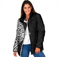 Black New Zealand Puhoro Maori Tattoo Padded Jacket