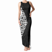 Black New Zealand Puhoro Maori Tattoo Tank Maxi Dress LT14 Women Black - Polynesian Pride