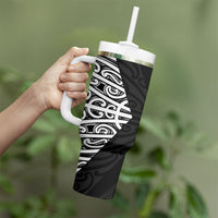 Black New Zealand Puhoro Maori Tattoo Tumbler With Handle