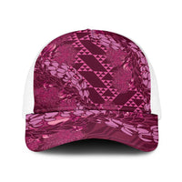 Pink Aloha Hawaii Baseball Net Cap Hawaiian Kakau Ohia Lehua Lei - Polynesian Pride