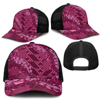 Pink Aloha Hawaii Baseball Net Cap Hawaiian Kakau Ohia Lehua Lei - Polynesian Pride