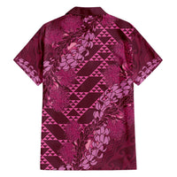 Pink Aloha Hawaii Family Matching Tank Maxi Dress and Hawaiian Shirt Hawaiian Kakau Ohia Lehua Lei LT14 - Polynesian Pride
