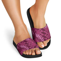 Pink Aloha Hawaii Slide Sandals Hawaiian Kakau Ohia Lehua Lei - Polynesian Pride