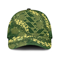 Green Aloha Hawaii Classic Cap Hawaiian Kakau Ohia Lehua Lei - Polynesian Pride