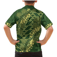 Green Aloha Hawaii Family Matching Mermaid Dress and Hawaiian Shirt Hawaiian Kakau Ohia Lehua Lei LT14 - Polynesian Pride