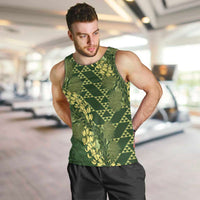 Green Aloha Hawaii Men Tank Top Hawaiian Kakau Ohia Lehua Lei - Polynesian Pride