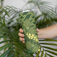 Green Aloha Hawaii Skinny Tumbler Hawaiian Kakau Ohia Lehua Lei LT14 - Polynesian Pride