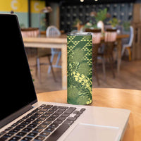 Green Aloha Hawaii Skinny Tumbler Hawaiian Kakau Ohia Lehua Lei LT14 - Polynesian Pride