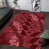Maroon Aloha Hawaii Area Rug Hawaiian Kakau Ohia Lehua Lei LT14 Maroon - Polynesian Pride