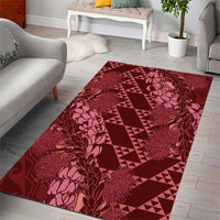 Maroon Aloha Hawaii Area Rug Hawaiian Kakau Ohia Lehua Lei LT14 - Polynesian Pride