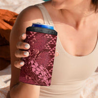 Maroon Aloha Hawaii 4 in 1 Can Cooler Tumbler Hawaiian Kakau Ohia Lehua Lei - Polynesian Pride