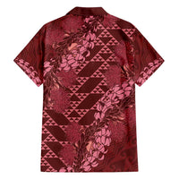Maroon Aloha Hawaii Family Matching Puletasi and Hawaiian Shirt Hawaiian Kakau Ohia Lehua Lei LT14 - Polynesian Pride