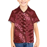 Maroon Aloha Hawaii Hawaiian Shirt Hawaiian Kakau Ohia Lehua Lei - Polynesian Pride