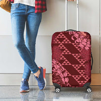 Maroon Aloha Hawaii Luggage Cover Hawaiian Kakau Ohia Lehua Lei - Polynesian Pride