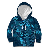 Naval Night Aloha Hawaii Kid Hoodie Hawaiian Kakau Ohia Lehua Lei - Polynesian Pride