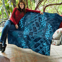 Naval Night Aloha Hawaii Quilt Hawaiian Kakau Ohia Lehua Lei - Polynesian Pride