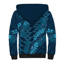 Naval Night Aloha Hawaii Sherpa Hoodie Hawaiian Kakau Ohia Lehua Lei - Polynesian Pride