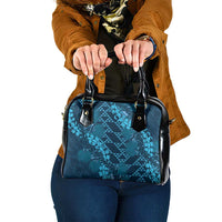 Naval Night Aloha Hawaii Shoulder Handbag Hawaiian Kakau Ohia Lehua Lei LT14 One Size Blue - Polynesian Pride