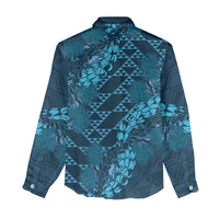 Naval Night Aloha Hawaii Women Casual Shirt Hawaiian Kakau Ohia Lehua Lei - Polynesian Pride