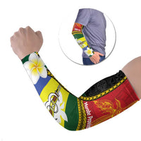 Personalised PNG Morobe Provins Arm Sleeves Papua New Guinea Plumeria Melanesian Pattern - Polynesian Pride