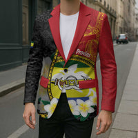 Personalised PNG Morobe Provins Blazer Papua New Guinea Plumeria Melanesian Pattern - Polynesian Pride