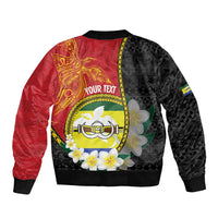Personalised PNG Morobe Provins Bomber Jacket Papua New Guinea Plumeria Melanesian Pattern - Polynesian Pride
