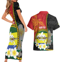 Personalised PNG Morobe Provins Couples Matching Short Sleeve Bodycon Dress and Hawaiian Shirt Papua New Guinea Plumeria Melanesian Pattern LT14 - Polynesian Pride