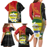 Personalised PNG Morobe Provins Family Matching Long Sleeve Bodycon Dress and Hawaiian Shirt Papua New Guinea Plumeria Melanesian Pattern LT14 - Polynesian Pride