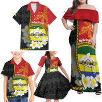 Personalised PNG Morobe Provins Family Matching Off Shoulder Maxi Dress and Hawaiian Shirt Papua New Guinea Plumeria Melanesian Pattern LT14 - Polynesian Pride