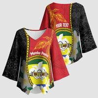 Personalised PNG Morobe Provins Kimono Sleeve Blouse Papua New Guinea Plumeria Melanesian Pattern - Polynesian Pride
