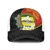 PNG Morobe Provins Mesh Trucker Cap Papua New Guinea Plumeria Melanesian Pattern - Polynesian Pride