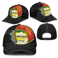 PNG Morobe Provins Mesh Trucker Cap Papua New Guinea Plumeria Melanesian Pattern - Polynesian Pride