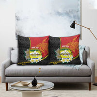 Personalised PNG Morobe Provins Pillow Cover Papua New Guinea Plumeria Melanesian Pattern - Polynesian Pride