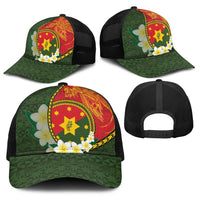PNG Isten Hailans Provins Baseball Net Cap Papua New Guinea Plumeria Melanesian Pattern - Polynesian Pride