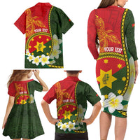 Personalised PNG Isten Hailans Provins Family Matching Long Sleeve Bodycon Dress and Hawaiian Shirt Papua New Guinea Plumeria Melanesian Pattern LT14 - Polynesian Pride