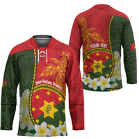 Personalised PNG Isten Hailans Provins Hockey Jersey Papua New Guinea Plumeria Melanesian Pattern - Polynesian Pride