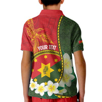 Personalised PNG Isten Hailans Provins Kid Polo Shirt Papua New Guinea Plumeria Melanesian Pattern LT14 - Polynesian Pride
