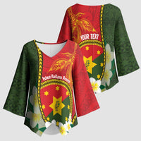 Personalised PNG Isten Hailans Provins Kimono Sleeve Blouse Papua New Guinea Plumeria Melanesian Pattern - Polynesian Pride