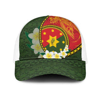 PNG Isten Hailans Provins Mesh Trucker Cap Papua New Guinea Plumeria Melanesian Pattern - Polynesian Pride