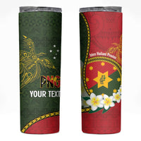 Personalised PNG Isten Hailans Provins Skinny Tumbler Papua New Guinea Plumeria Melanesian Pattern LT14 Green - Polynesian Pride