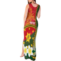 Personalised PNG Isten Hailans Provins Tank Maxi Dress Papua New Guinea Plumeria Melanesian Pattern LT14 - Polynesian Pride