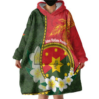 Personalised PNG Isten Hailans Provins Wearable Blanket Hoodie Papua New Guinea Plumeria Melanesian Pattern LT14 - Polynesian Pride