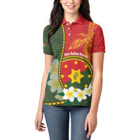 Personalised PNG Isten Hailans Provins Women Polo Shirt Papua New Guinea Plumeria Melanesian Pattern LT14 - Polynesian Pride
