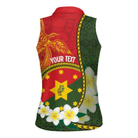 Personalised PNG Isten Hailans Provins Women Sleeveless Polo Shirt Papua New Guinea Plumeria Melanesian Pattern LT14 - Polynesian Pride