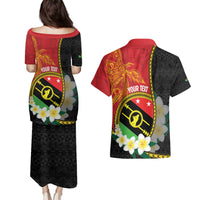 Personalised PNG Sauten Hailans Couples Matching Puletasi and Hawaiian Shirt Papua New Guinea Plumeria Melanesian Pattern LT14 - Polynesian Pride