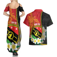 Personalised PNG Sauten Hailans Couples Matching Summer Maxi Dress and Hawaiian Shirt Papua New Guinea Plumeria Melanesian Pattern LT14 - Polynesian Pride